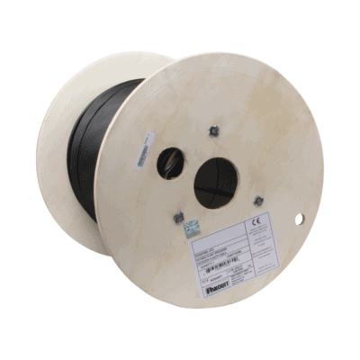 Bobina de Cable UTP de 4 Pares, PanNet, Para Exterior con Gel, Cat6 (23 AWG), Industrial para Climas Extremos, Color Negro, 305 Metros (1000 Pies)