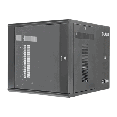 Gabinete PanZone de Montaje en Pared, de 19in, Puerta con Ventana de Seguridad, 12 UR, 762mm de Profundidad, Color Negro