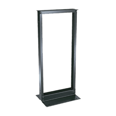 Rack de Dos Postes Estándar de 19 in, Rieles Numerados y Roscados #12-24, Fabricado en Aluminio, 24 Unidades de Rack, Color Negro