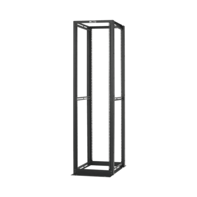 Rack de Cuatro Postes Estándar de 19", Rieles Numerados y Roscados #12-24, Profundidad Máxima de 30 in, 45 Unidades de Rack, Color Negro
