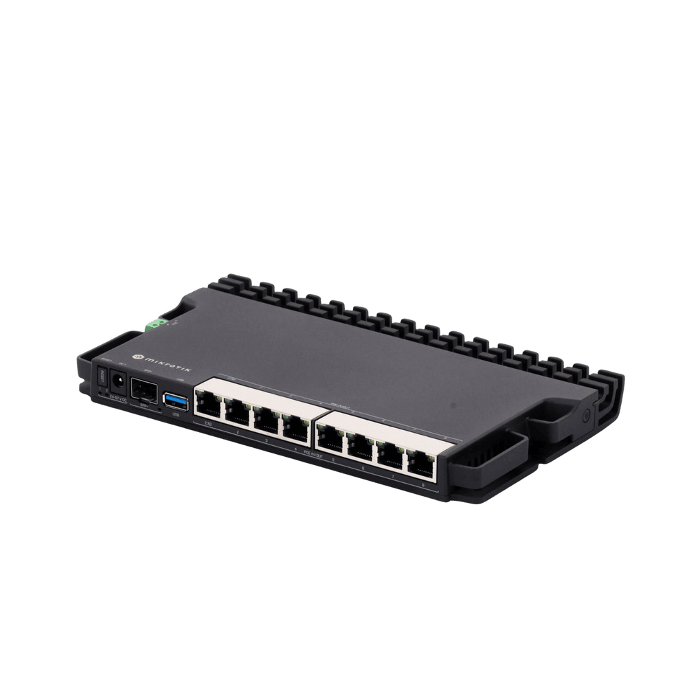 RB5009UPRPLUSSPLUSIN-AD-3-l RB5009UPr+S+IN 8 puertos PoE in/out, 1 SFP+, Solo RouterOS v7 RB5009UPR+S+IN 4