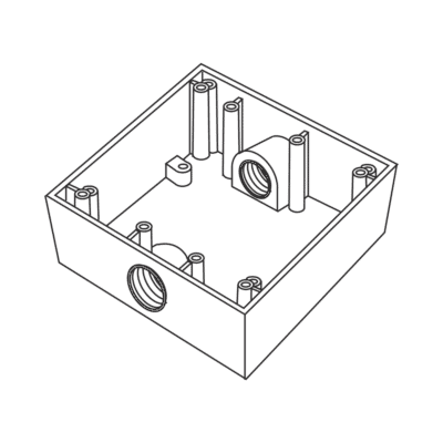 Caja Cuadra de 3/4" a Prueba de  Intemperie/ Cuenta con 2 salidas.