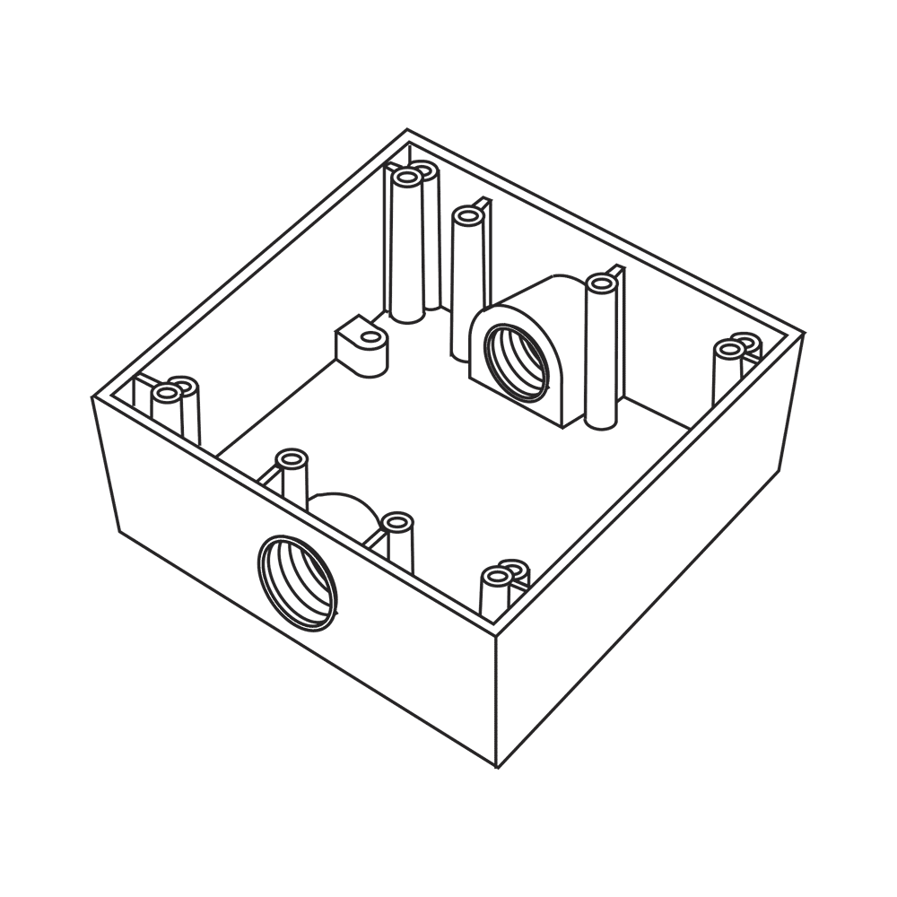 RC0483-l Caja Cuadra de 3/4" a Prueba de Intemperie/ Cuenta con 2 salidas. RC-04-83 1
