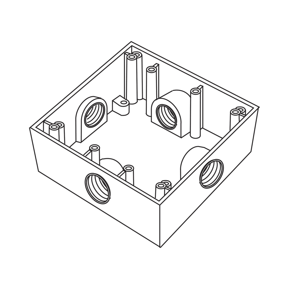 RC0487-l Caja Cuadrada de 3/4" (19.05 mm) a Prueba de Intemperie/ Cuenta con 4 bocas. RC-0487 1