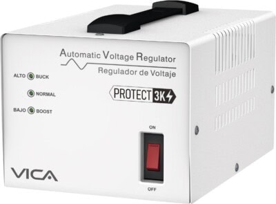Regulador VICA PROTECT 3K 3000VA/ 1800W, Voltaje 120 VCA, 60Hz, 4 tomas protegidas, 175 joules, indicadores LED, Linea blanca