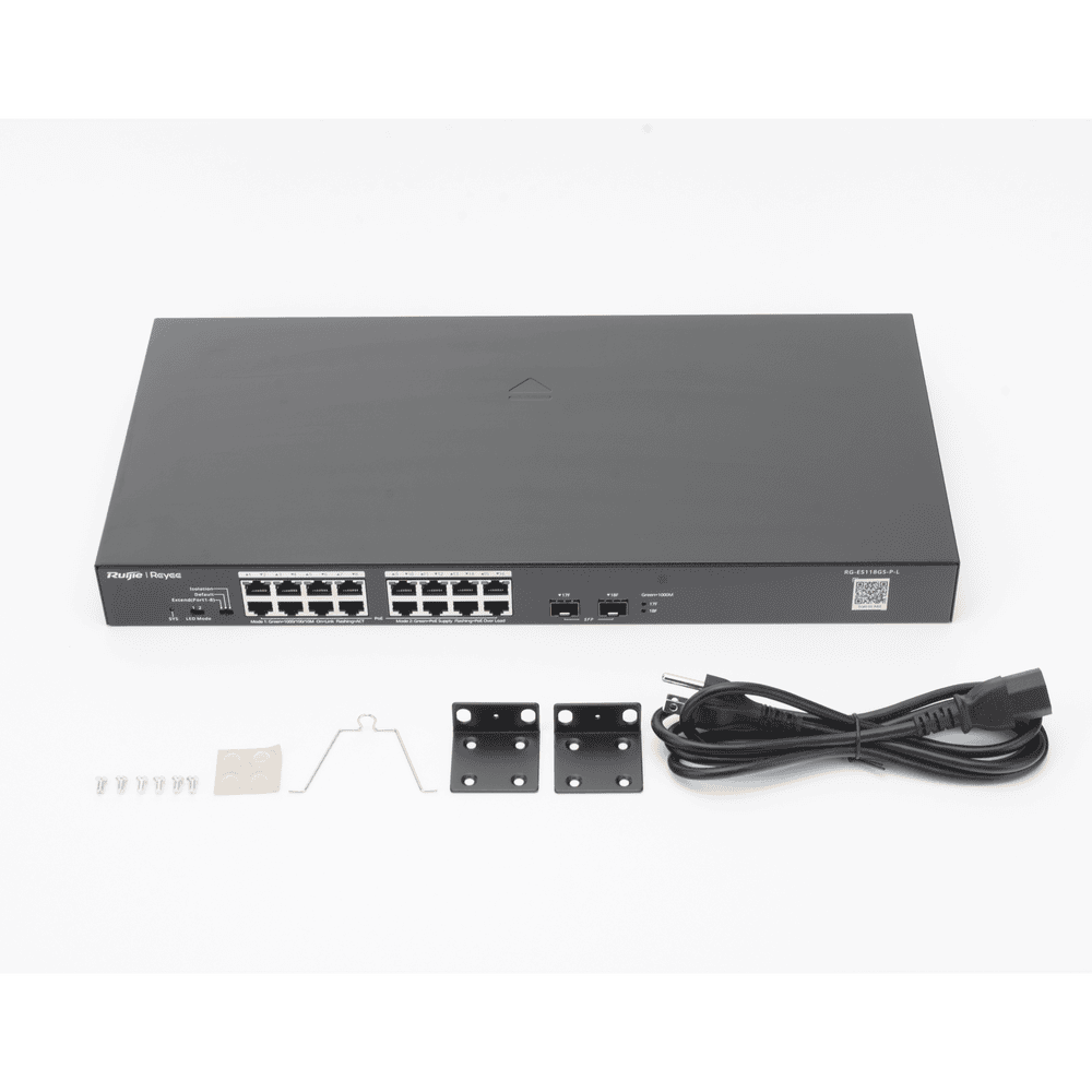 RGES118GSPL-AD-1-l Switch PoE+ No Administrable, Hasta 247 Watts, con 18 Puertos Gigabit PoE+ y 2 Uplinks SFP 1G, Visible en la Topología RG-ES118GS-P-L 2