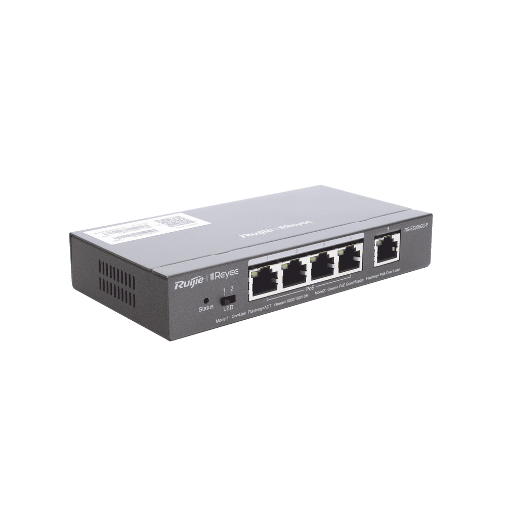 RGES205GCP-AD-1-l Switch Administrable PoE con 5 puertos Gigabit, 4 PoE 802.3af/at, gestión gratuita desde la nube, 54w RG-ES205GC-P 2