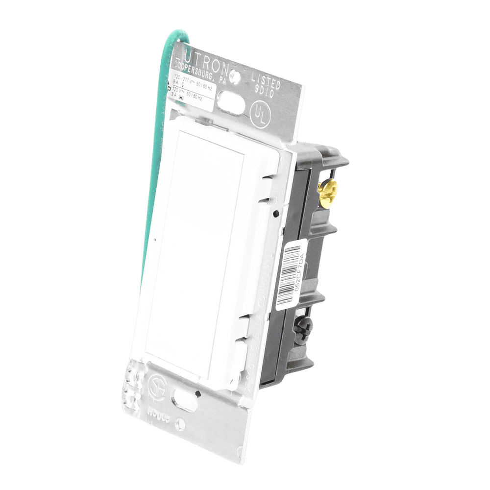 RRD8SDVWH-AD-2-l (RadioRA2) Switch on/off RRD-8S-DV-WH de doble voltaje, un solo polo 120V/, 8A/, 1/10HP 3A en motores, apaga y enciende iluminación ó motor, NO requiere cable neutro. RRD8SDVWH 3