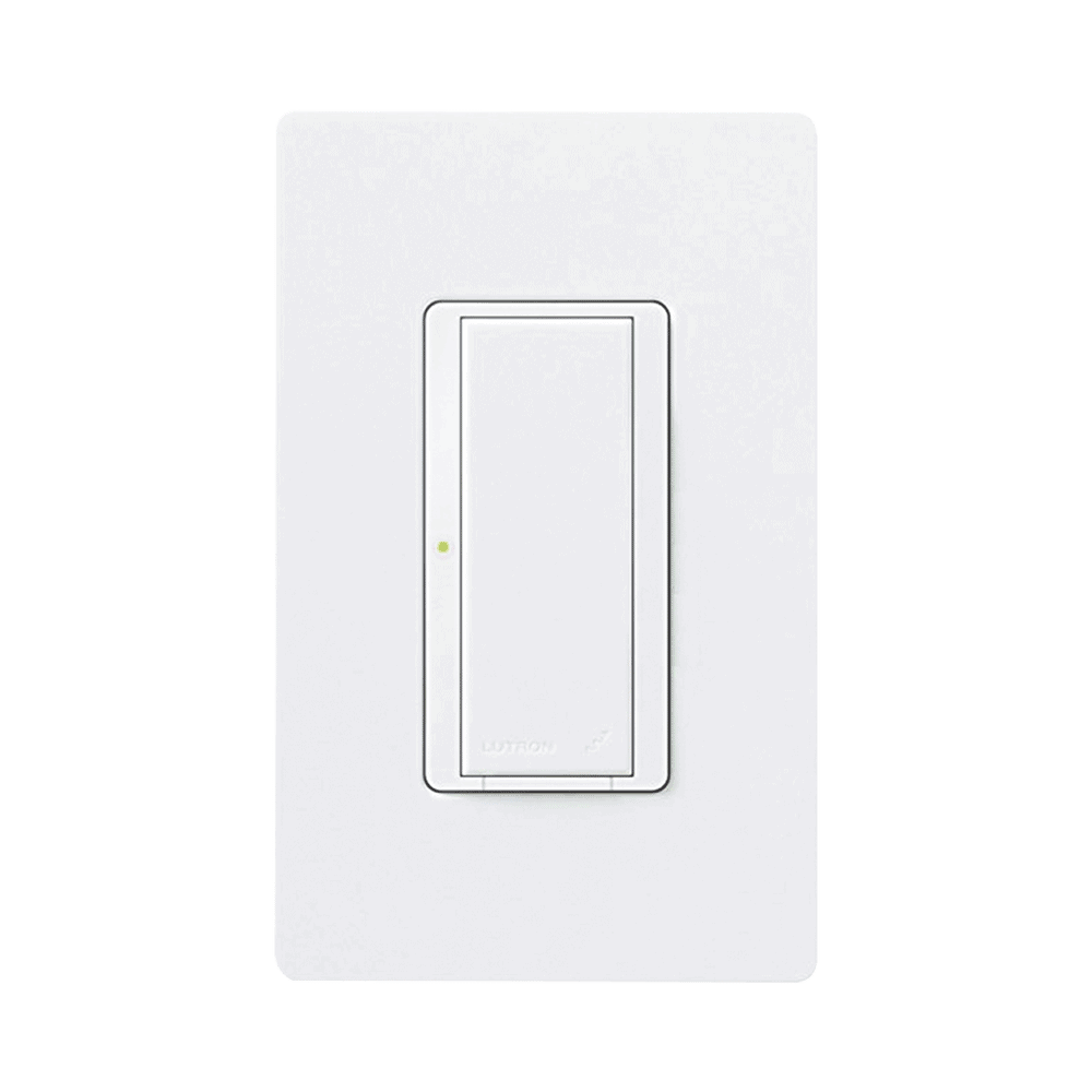 RRD8SDVWH-l (RadioRA2) Switch on/off RRD-8S-DV-WH de doble voltaje, un solo polo 120V/, 8A/, 1/10HP 3A en motores, apaga y enciende iluminación ó motor, NO requiere cable neutro. RRD8SDVWH 1