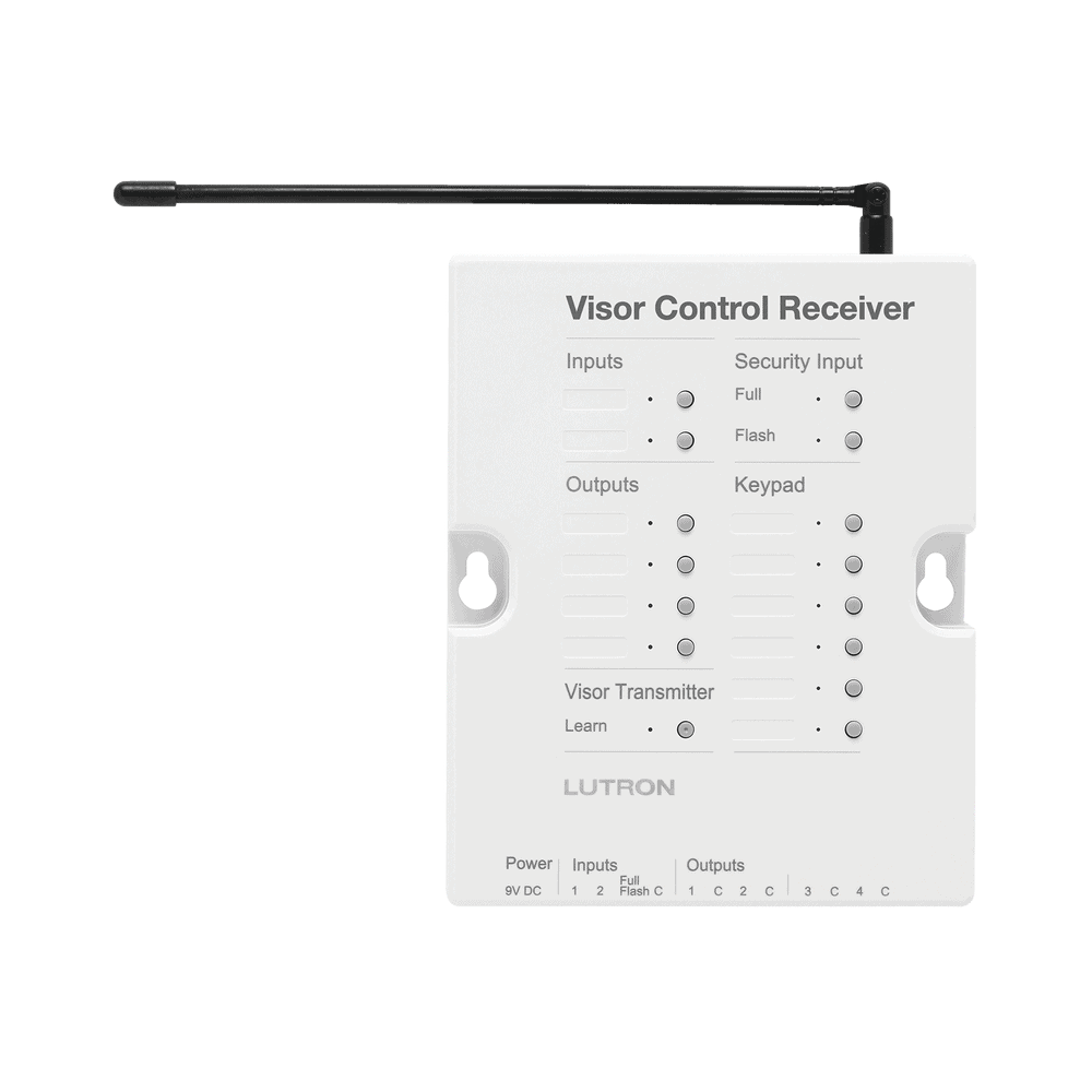RRDVCRXWH-l-1 (RadoiRA2) Receptor de control para puertas de garage, regulador de iluminación. 120V, 4 salidas de relay y 2 entradas. Complementar con RRMAIN de RadioRa2 Lutron. RRDVCRXWH 1