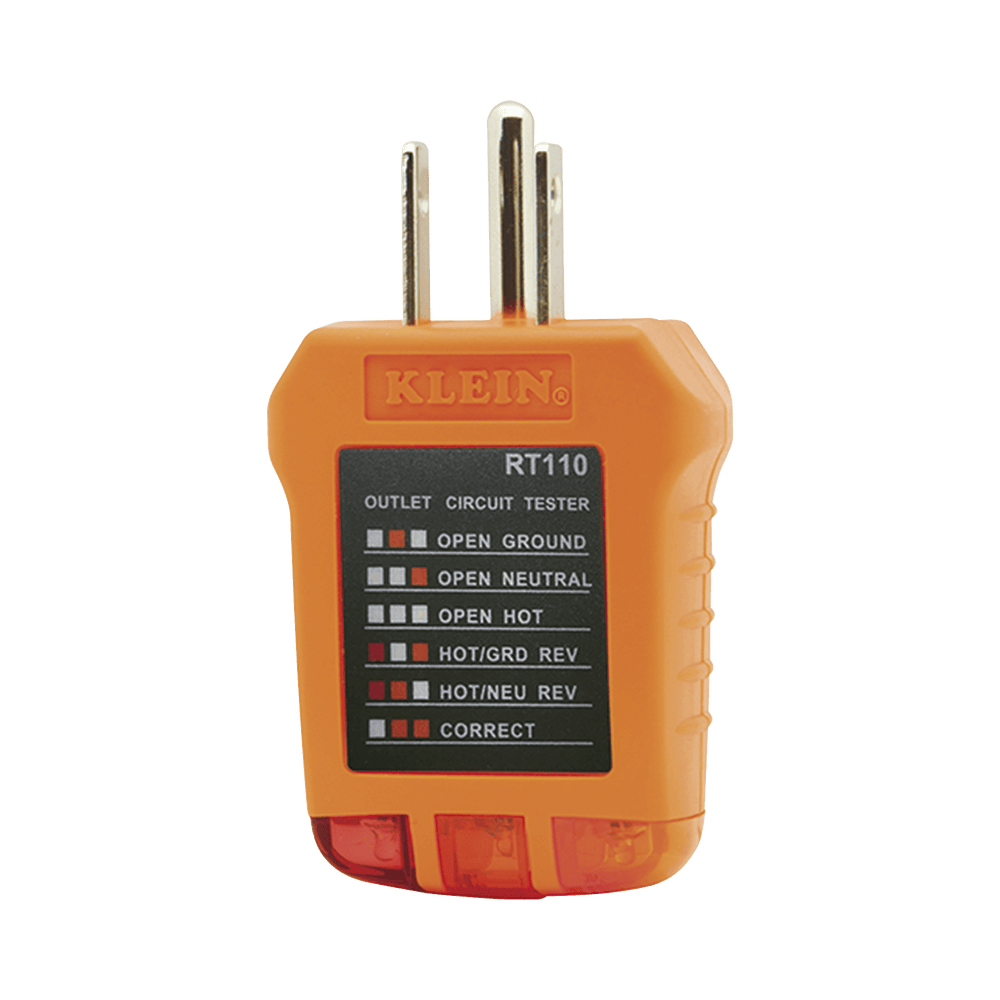 RT110-l Probador de Tomacorrientes Estándar, con Secuencia de Luces para Indicar un Cableado Correcto/Incorrecto. RT-110 1