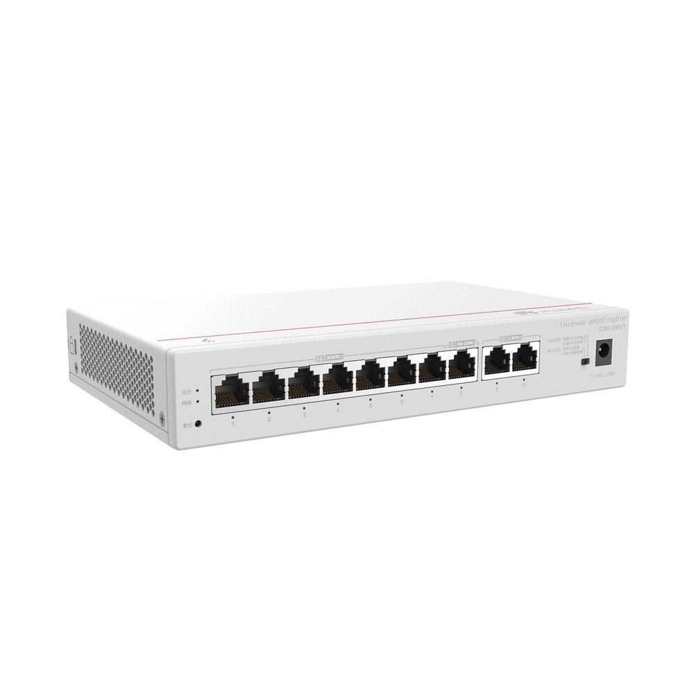 S380S8P2T-AD-1-l Router eKit / 2 Puertos WAN Gigabit / 1 Puerto LAN/WAN Gigabit / 7 Puertos PoE LAN Gigabit / Presupuesto PoE 124 W / Rendimiento de 2 Gbps / Controlador (64 APs) / Hasta 250 clientes / Libre de licenciamiento S380-S8P2T 2