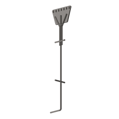Ancla de Piso Tipo Paleta 7 Orificios para Retenida. Placa: 3/4", Redondo: 1", Altura: 210 cm. Galv. Inmersión.