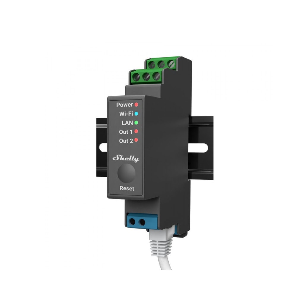 SHELLYPRO2-l Relevador / Interruptor WIFI/ Industrial y residencial inteligente / Hasta 16A / Soporta Google /Alexa / Nube P2P y control Local / 2 canales y puerto ethernet SHELLYPRO2 1