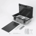 Caja Para Instalación en Piso Falso para Voz, Datos o Contactos Eléctricos / Capacidad para 6 Módulos / Espacio Embellecedor en la Tapa / Profundidad Ajustable de 90 a 120 mm (3.54 a 4.72 pulgadas) / Los Módulos se Adquieren Aparte / (SF610/14CY) SMCPF6-AD-3-l