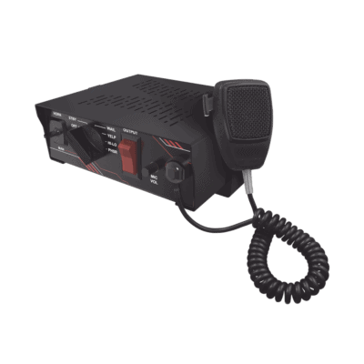 Sirena Vehicular de 100W de Potencia, Con Switch Giratorio de 6 posiciones y Micrófono Integrado de Uso Rudo