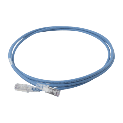 Patch Cord Skinny Cat6A Blindado S/FTP, 2.13 Metros (7 Pies), Diámetro Reducido 28 AWG, Color Azul