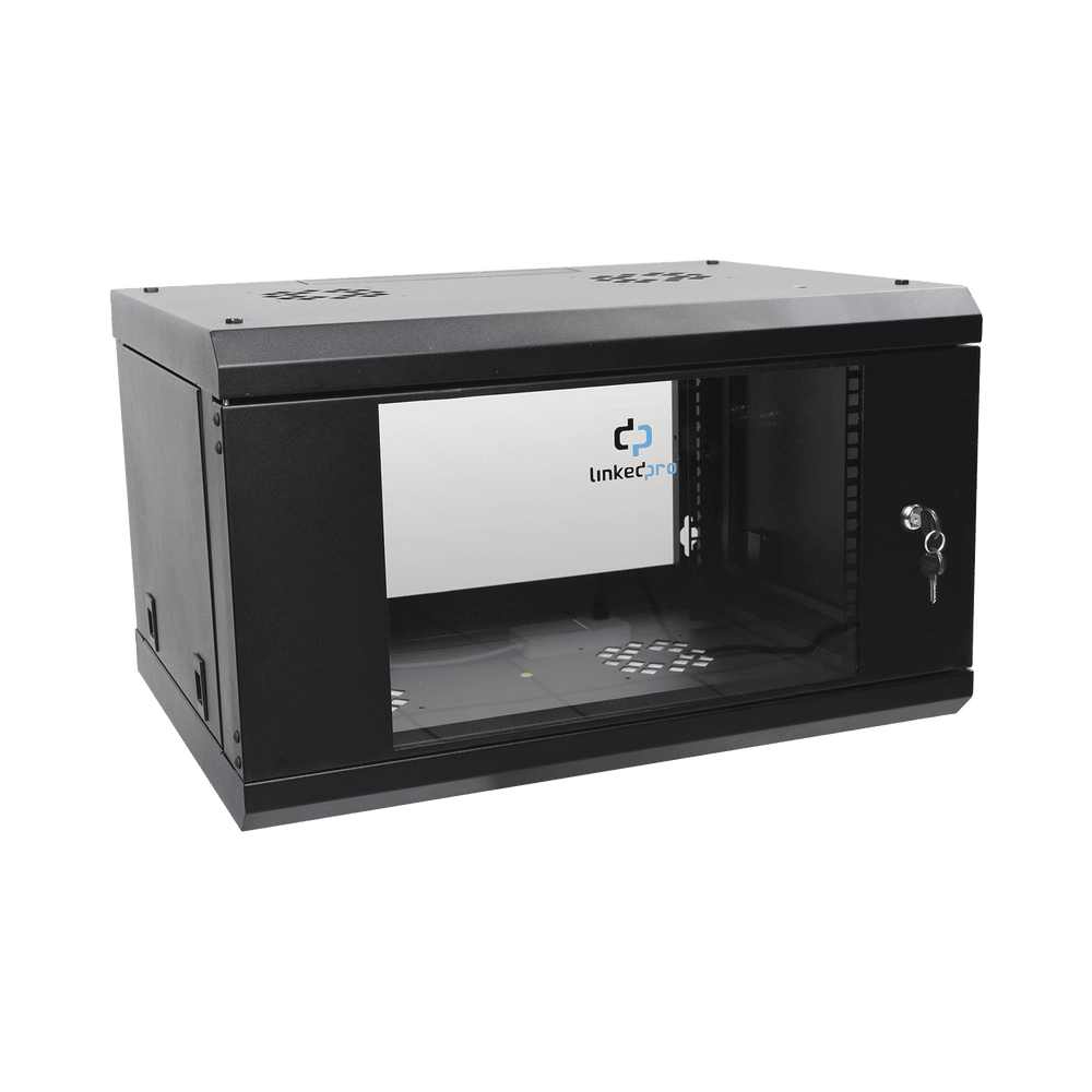 SR1906LH3G-AD-2-l Gabinete de Pared de 6U con Puerta de Cristal Templado, 455 mm de Profundidad Total, Rack de 19in, Acero Reforzado Color Negro. SR-1906-LH3G 3
