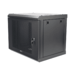 Gabinete de Pared de 9U con Puerta Perforada, 455 mm de Profundidad, Rack de 19'', Acero Reforzado Color Negro. SR1909LH3P-AD-2-l
