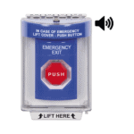 Botón De Salida De Emergencia Con Bocina De Advertencia Integrada, Interior/Exterior, Texto En Ingles, Tapa Protectora De Policarbonato Súper Resistente, Neumático SS2448EXEN-l