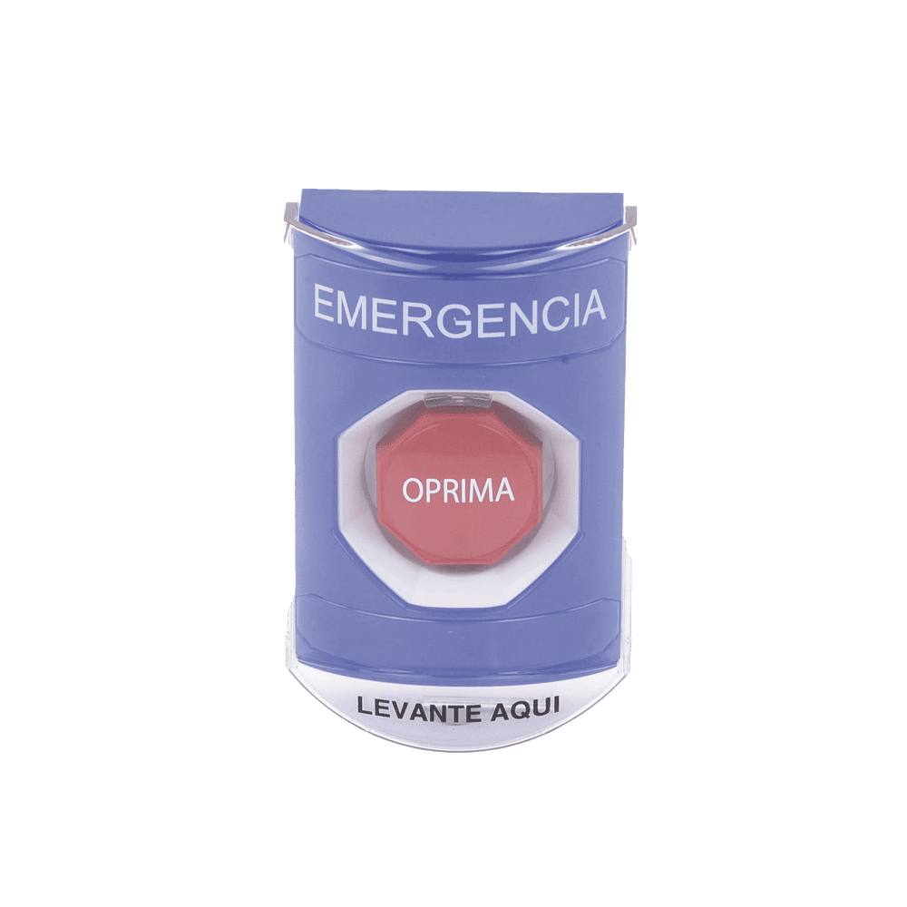 SS24A2EMES-AD-1-l Botón Multipropósito, Color Azul, De Superficie, Con Tapa De Policarbonato, Con Bocina Pre Alarma, Solo Interior, Llave Para Restablecer, Texto De Emergencia, Español SS24A2EM-ES 2