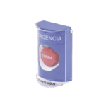 Botón Multipropósito, Color Azul, De Superficie, Con Tapa De Policarbonato, Con Bocina Pre Alarma, Solo Interior, Llave Para Restablecer, Texto De Emergencia, Español SS24A2EMES-AD-2-l
