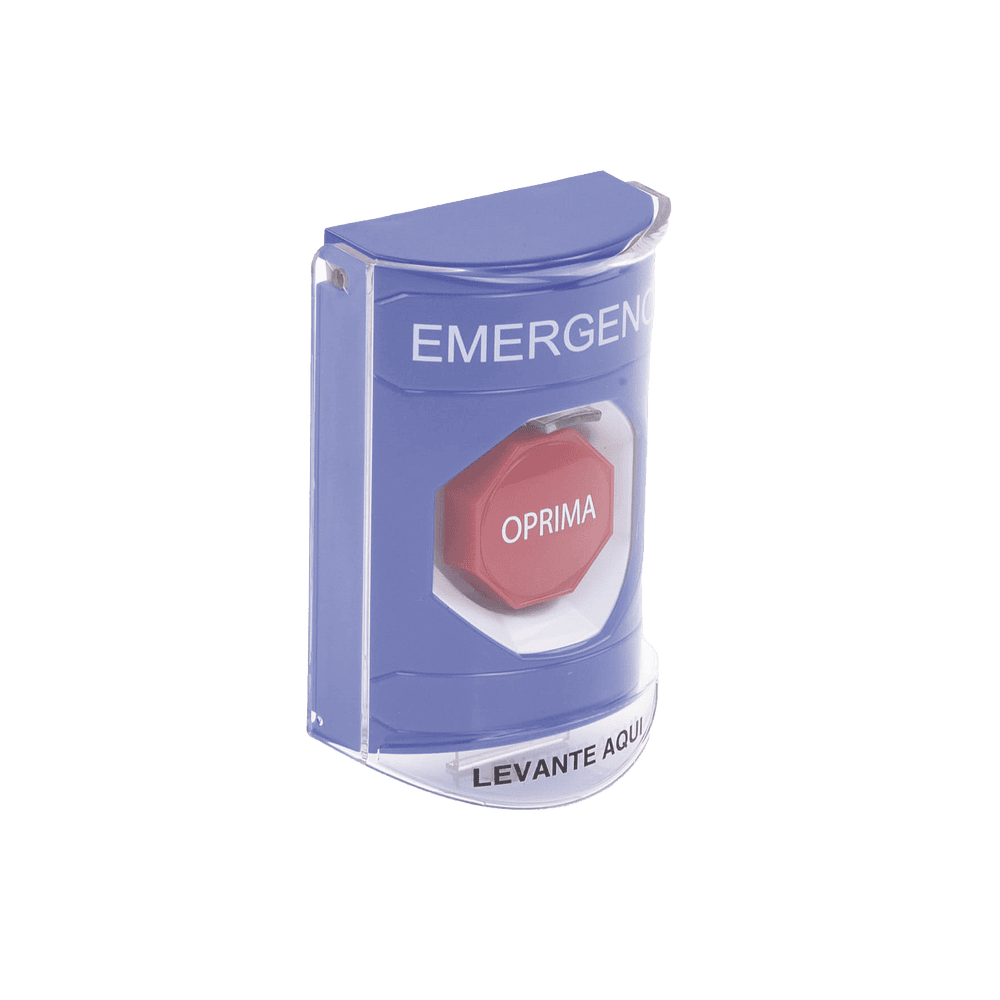 SS24A2EMES-AD-4-l Botón Multipropósito, Color Azul, De Superficie, Con Tapa De Policarbonato, Con Bocina Pre Alarma, Solo Interior, Llave Para Restablecer, Texto De Emergencia, Español SS24A2EM-ES 5