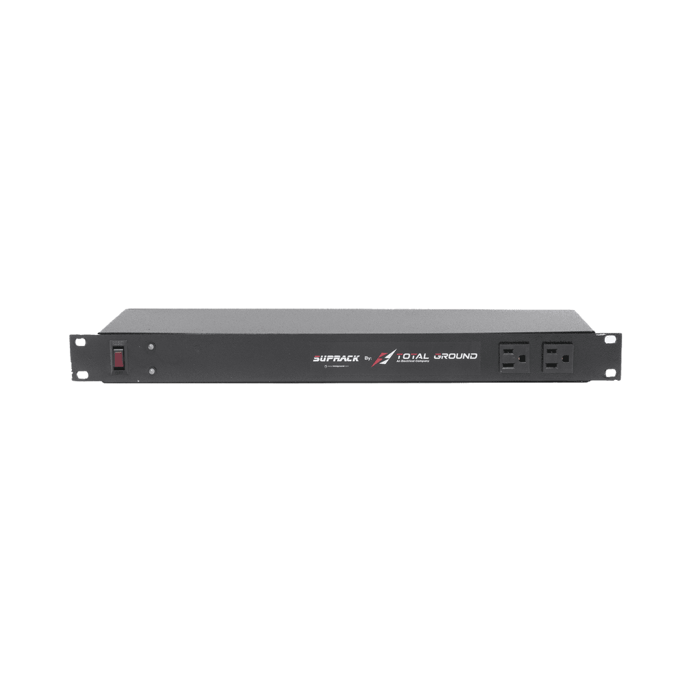 SUPRACK-FRENTE-l Tomacorriente de 10 contactos para 120 Vca con Supresor de picos tipo "A" de 40 kA, Diseñado para Montaje en Rack de 19". SUP-RACK 2