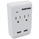 Multicontacto de ABS con 2 contactos aterrizados y 2 puertos USB. SYS136205-l