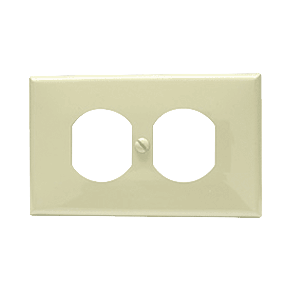 SYS136600-l Placa de plástico para contacto dúplex color marfil. SYS-136600 1