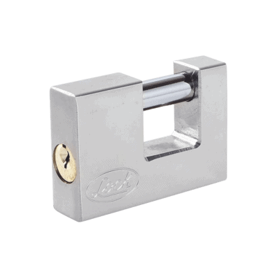 Candado para Cortina Metálica / Medida 80 mm/ Acabado Cromo Satinado/ Nivel de Seguridad 6 / Llave Estándar.