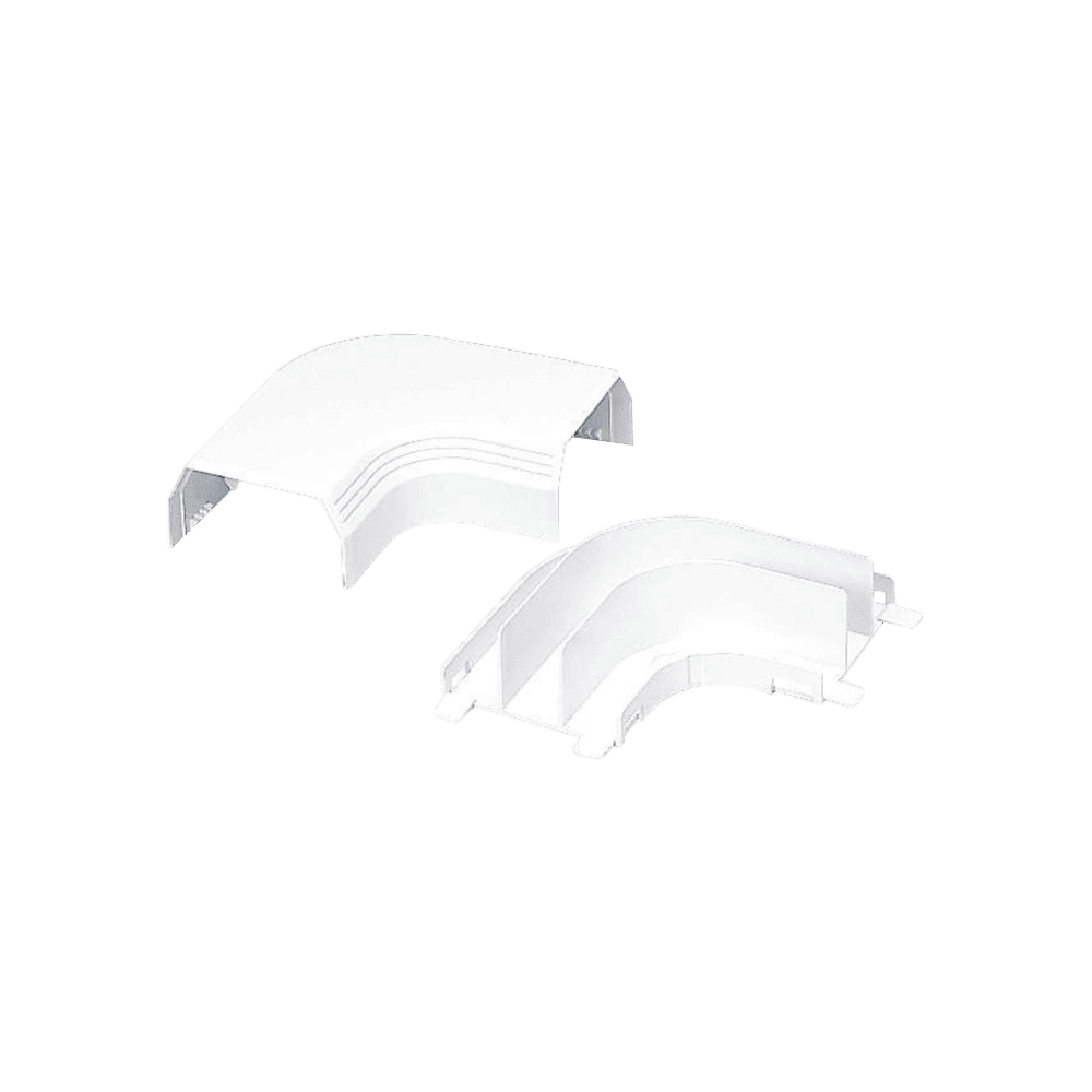T45RAIW-l Curva de radio controlado, para uso con canaleta T45, Material PVC Rígido, Color Blanco Mate T45RAIW 1