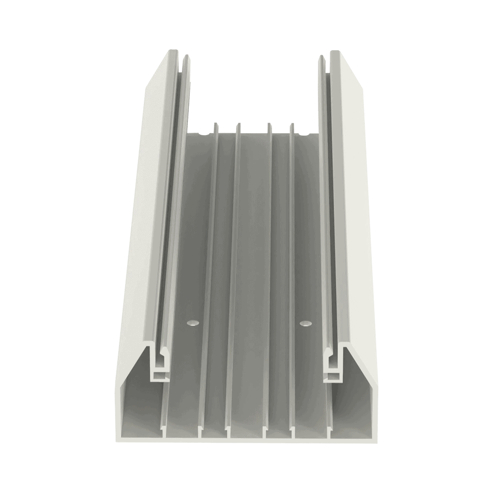 T70BIW8-FRENTE-l Base para canaleta T-70, de PVC rígido, con orificios perforados para montaje, 103.3 x 44.9 x 2400 mm, Color Blanco Mate T70BIW8 2