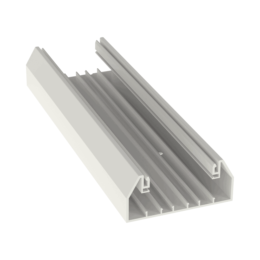T70BIW8-l Base para canaleta T-70, de PVC rígido, con orificios perforados para montaje, 103.3 x 44.9 x 2400 mm, Color Blanco Mate T70BIW8 1