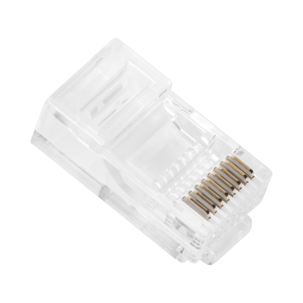 TC5PASS-LAT-IZQ-l Bote con 100 Plugs Pass Through RJ45 Cat5e sin Blindaje, Chapado de Oro a 30 Micras para Durabilidad Extrema TC5-PASS 2