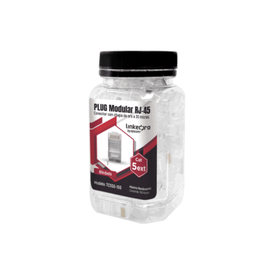 Bote con 100 Piezas de Plug Modular RJ45 Cat5e Blindado, Chapado de Oro a 30 Micras para Durabilidad Extrema con Pin de Tierra