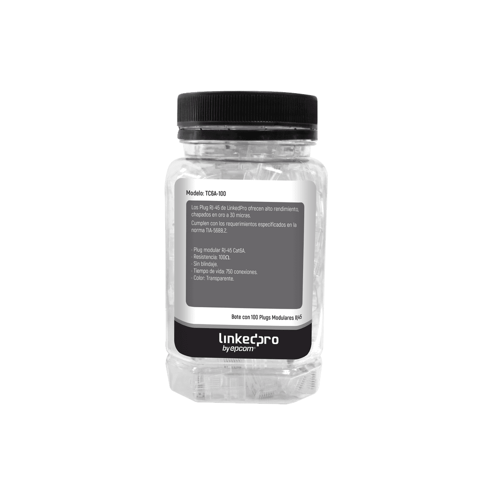 TC6A100-AD-1-l Bote con 100 Piezas de Plug Modular RJ45 Cat6A Chapado de Oro a 30 Micras para Durabilidad Extrema TC6A-100 5