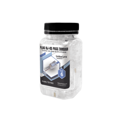 Bote con 100 Plugs Pass Through RJ45 Cat6 sin Blindaje, Chapado de Oro a 30 Micras para Durabilidad Extrema