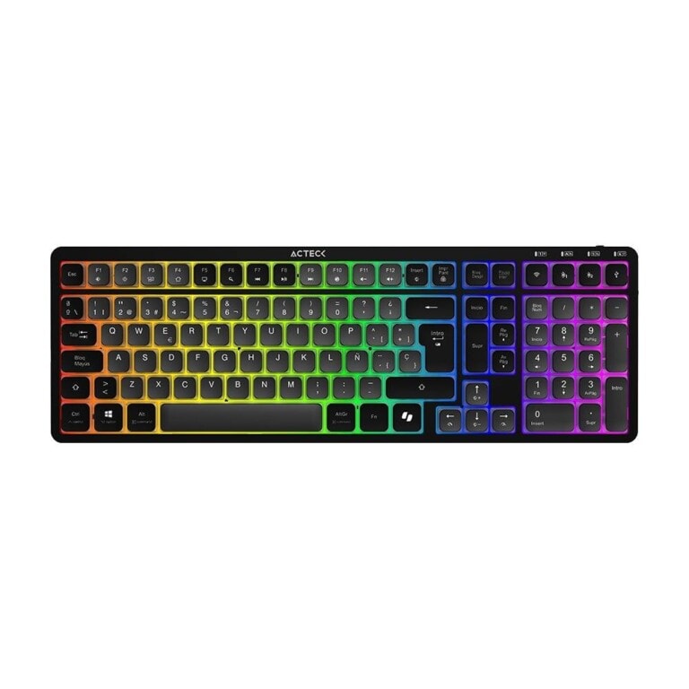 Teclado Inalámbrico RGB Techno PRO TI790 Acteck Elite Series Iluminación RGB, Teclado Multidispositivo Inalámbrico, Dongle 2.4Mhz, Bluetooth TECACT200_full
