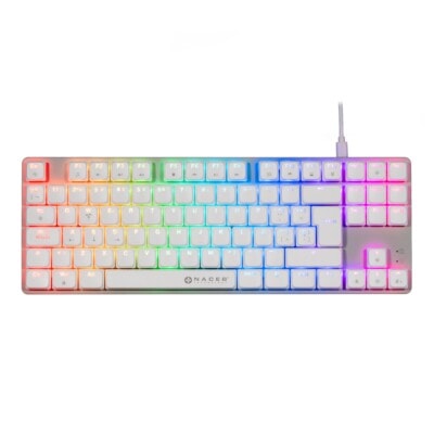 NACEB TECLADO MECANICO TKL GAMER LOW PROFILE RGB 80% K1009 87 TECLAS FULL BLANCAS
