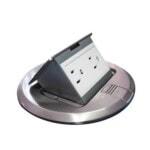 Mini Caja de Piso Redonda Acero Inoxidable (2 Contactos) (11000-12201) THMCPRA