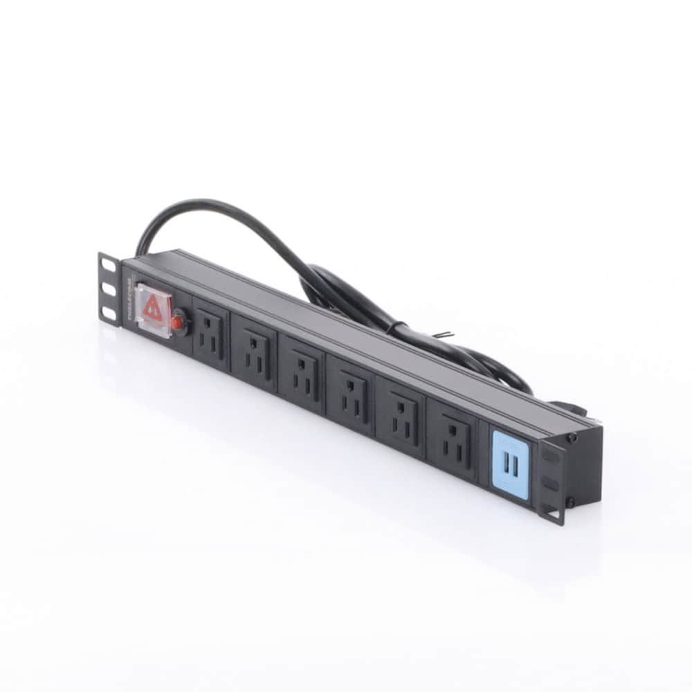 THTCM6CUSB-AD-2-l Tomacorriente Horizontal (PDU) de 6 contactos (NEMA 5-15R) + 2 USB para instalación en Rack de 19", 1UR, 125 Vca/ 15 A (THE0040091001001) THTCM6CUSB 3