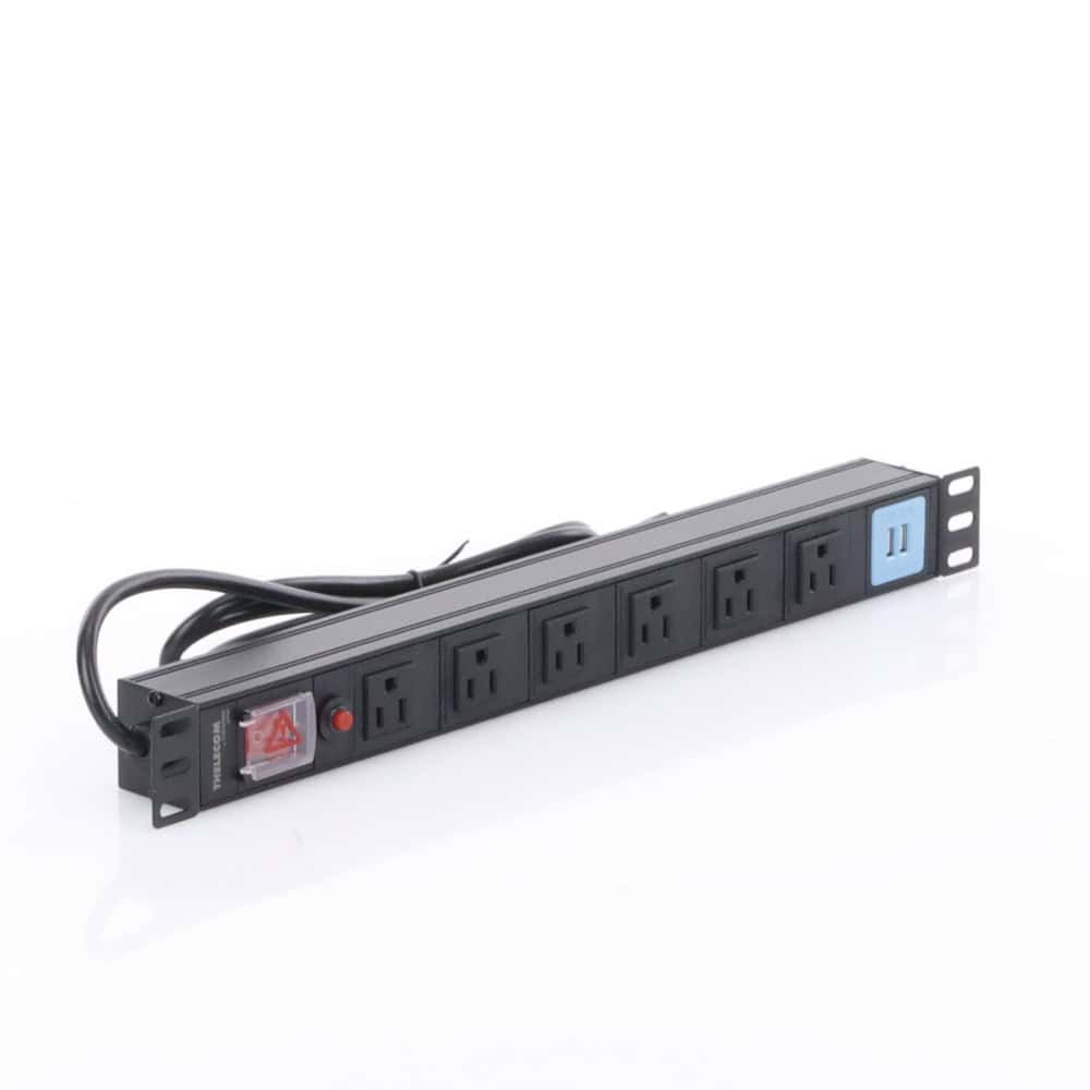 THTCM6CUSB-AD-3-l Tomacorriente Horizontal (PDU) de 6 contactos (NEMA 5-15R) + 2 USB para instalación en Rack de 19", 1UR, 125 Vca/ 15 A (THE0040091001001) THTCM6CUSB 4