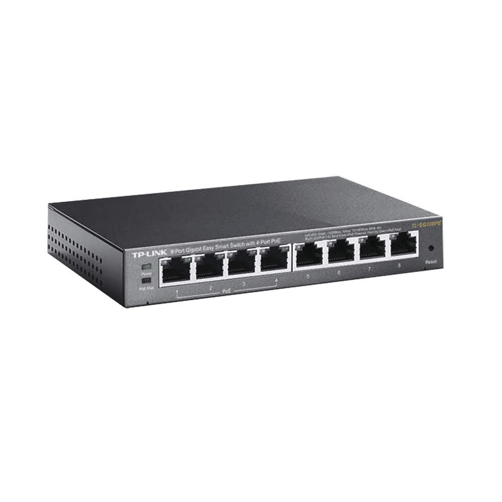 TLSG108PE-LAT-IZQ-l Easy Smart Switch PoE JetStream , 8 puertos 10/100/1000 Mbps 55 W TL-SG108PE 2