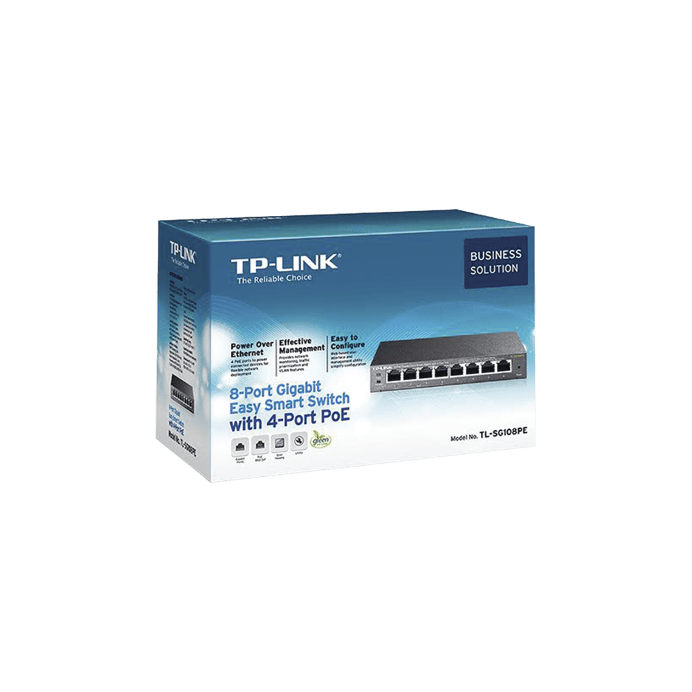TLSG108PE-l Easy Smart Switch PoE JetStream , 8 puertos 10/100/1000 Mbps 55 W TL-SG108PE 1