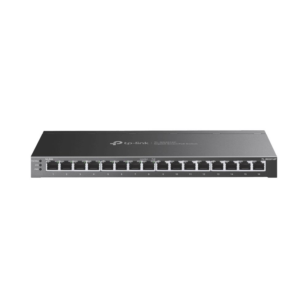 TLSG2016P-l Switch Omada SDN Administrable 16 puertos 10/100/1000 Mbps / 8 Puertos PoE Inteligente af/at / Administración centralizada OMADA SDN / Presupuesto PoE 120W TL-SG2016P 1
