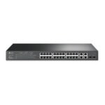 Switch PoE+ JetStream SDN Administrable 24 puertos 10/100 Mbps + 2 puertos 10/100/1000 Mbps (Uplink) + 2 puertos SFP (combo 2 RJ45 10/100/1000 Mbps), 250W, administración centralizada OMADA SDN TLSL2428P-l