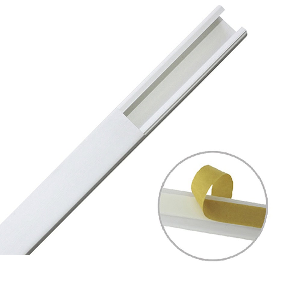 TMK1720CC-l Canaleta color blanco de PVC auto extinguible de una vía, 20 x 17 mm tramo 6 pies, con cinta adhesiva (5201-21252) TMK-1720-CC 1