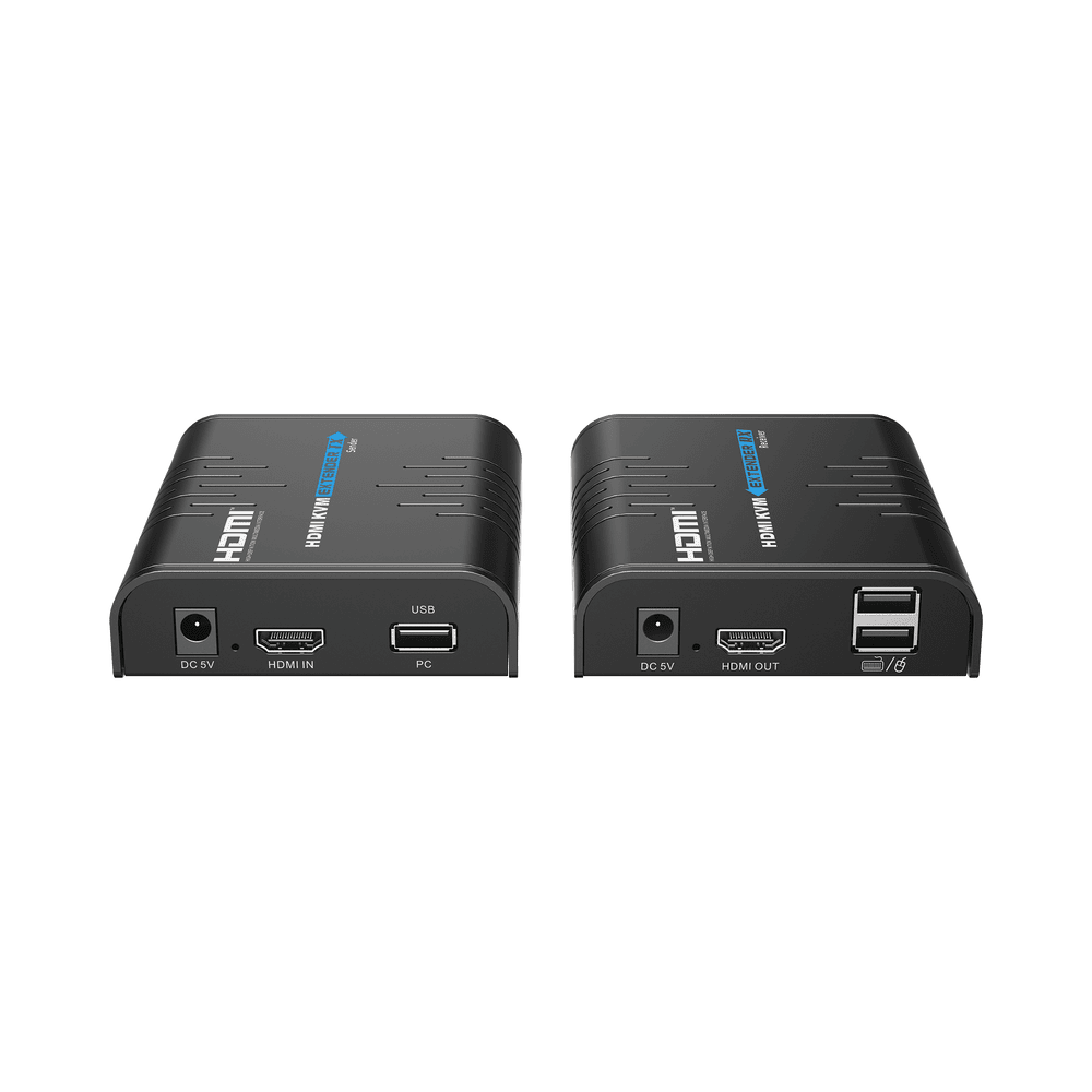 TT373KVM4.0-FRENTE-l Kit extensor KVM (HDMI y USB) hasta 120 metros / Resolución 1080P @ 60 Hz / Soporta STP y UTP CAT6 / Soporta Switch Gigabit para control KVM múltiple / Soporta hasta 253 receptores / Transmite el Video y Controla tu DVR vía USB TT373KVM4.0 2