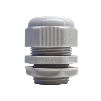 Conector Plástico Blanco Tipo Glándula para Rosca NPT 1"